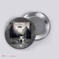 Funny Dachshund Dog Alien Ufo Gift Button thumb 0