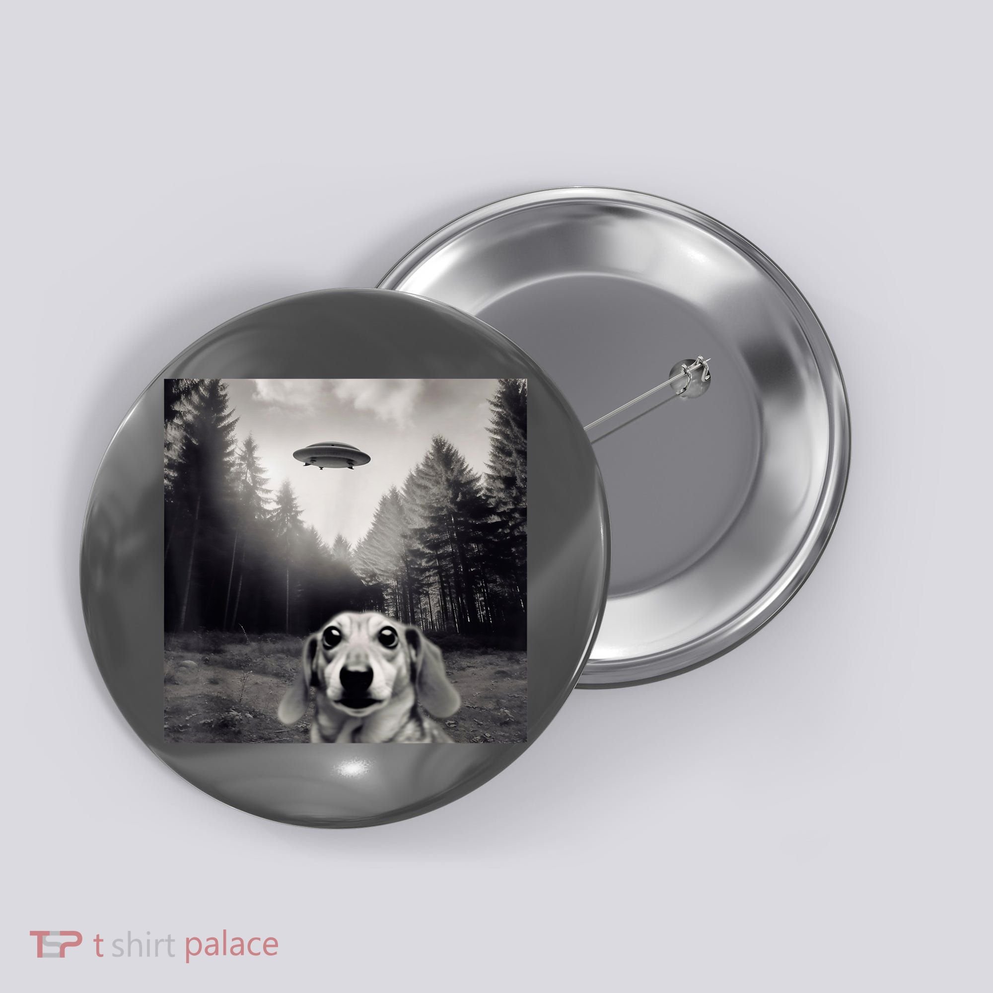 Funny Dachshund Dog Alien Ufo Gift Button