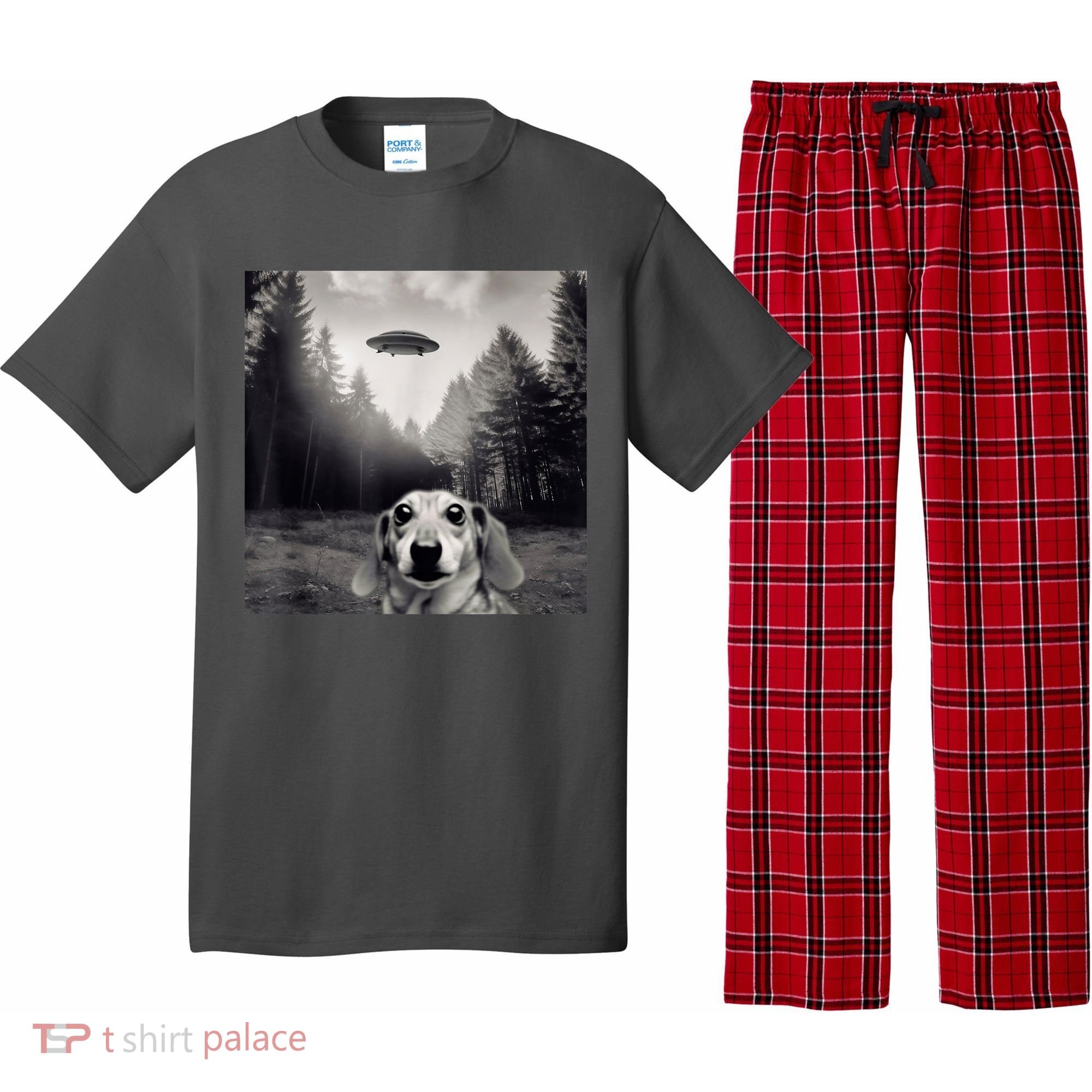 Funny Dachshund Dog Alien Ufo Gift Pajama Set