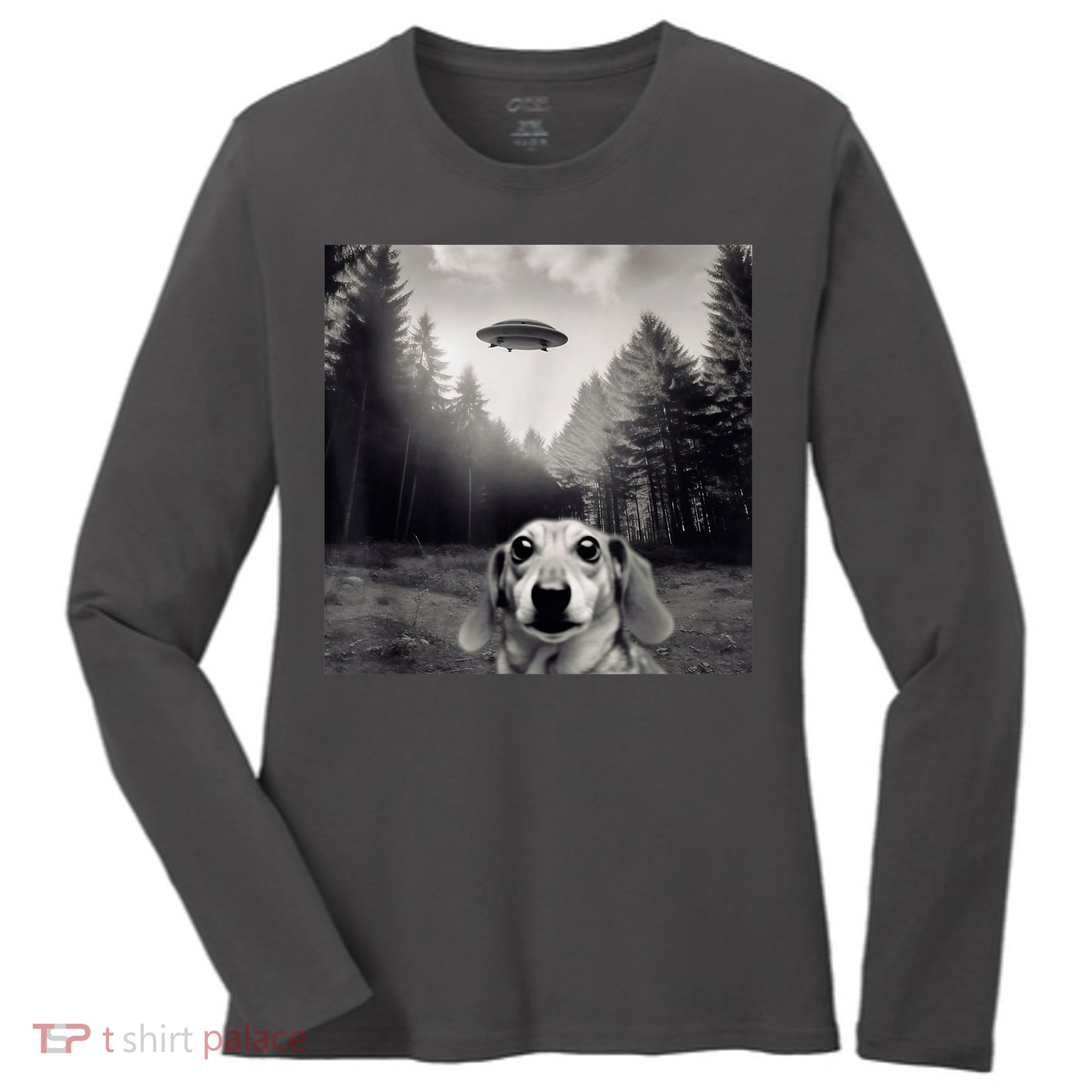 Funny Dachshund Dog Alien Ufo Gift Women's Long Sleeve Shirt