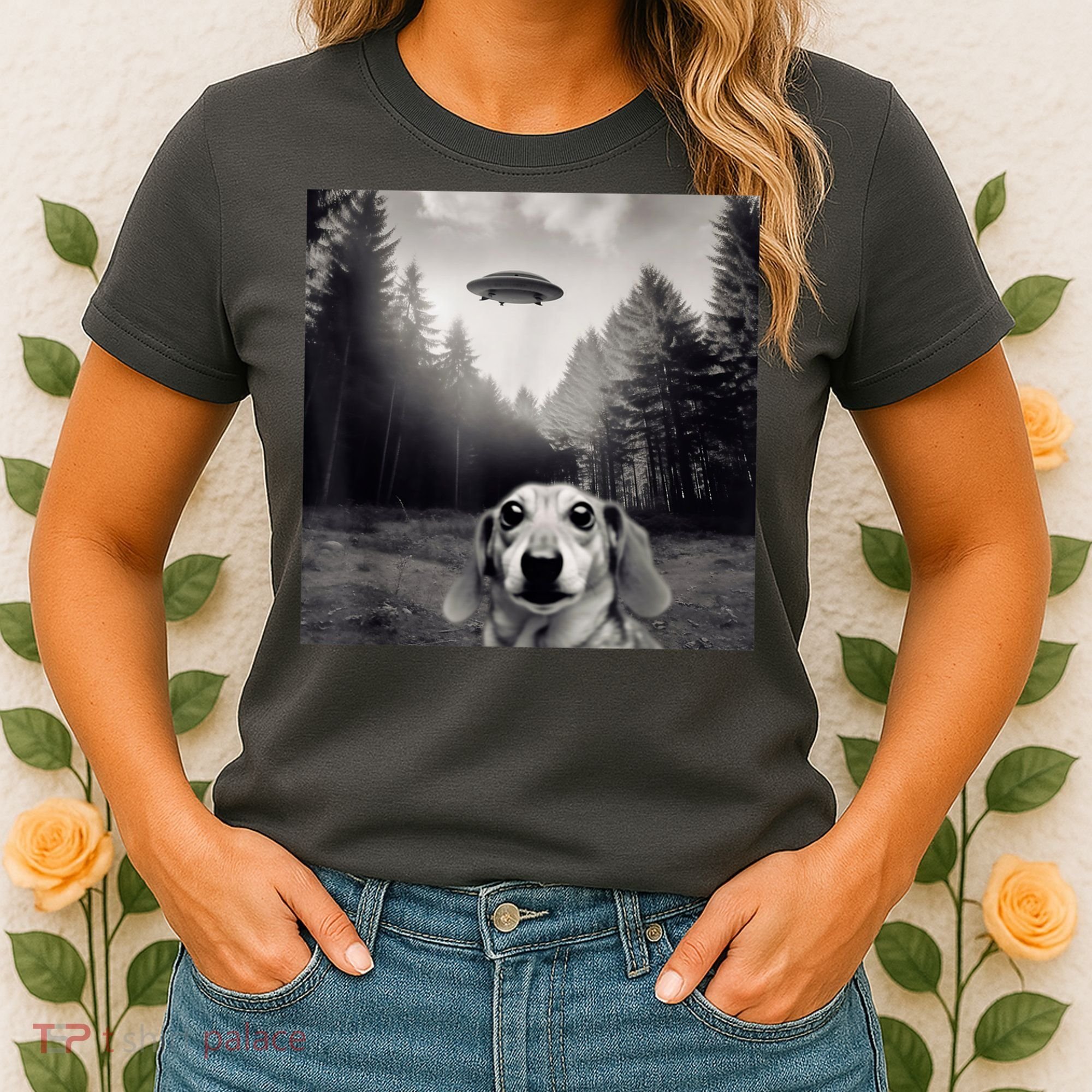 Funny Dachshund Dog Alien Ufo Gift Women's T-Shirt