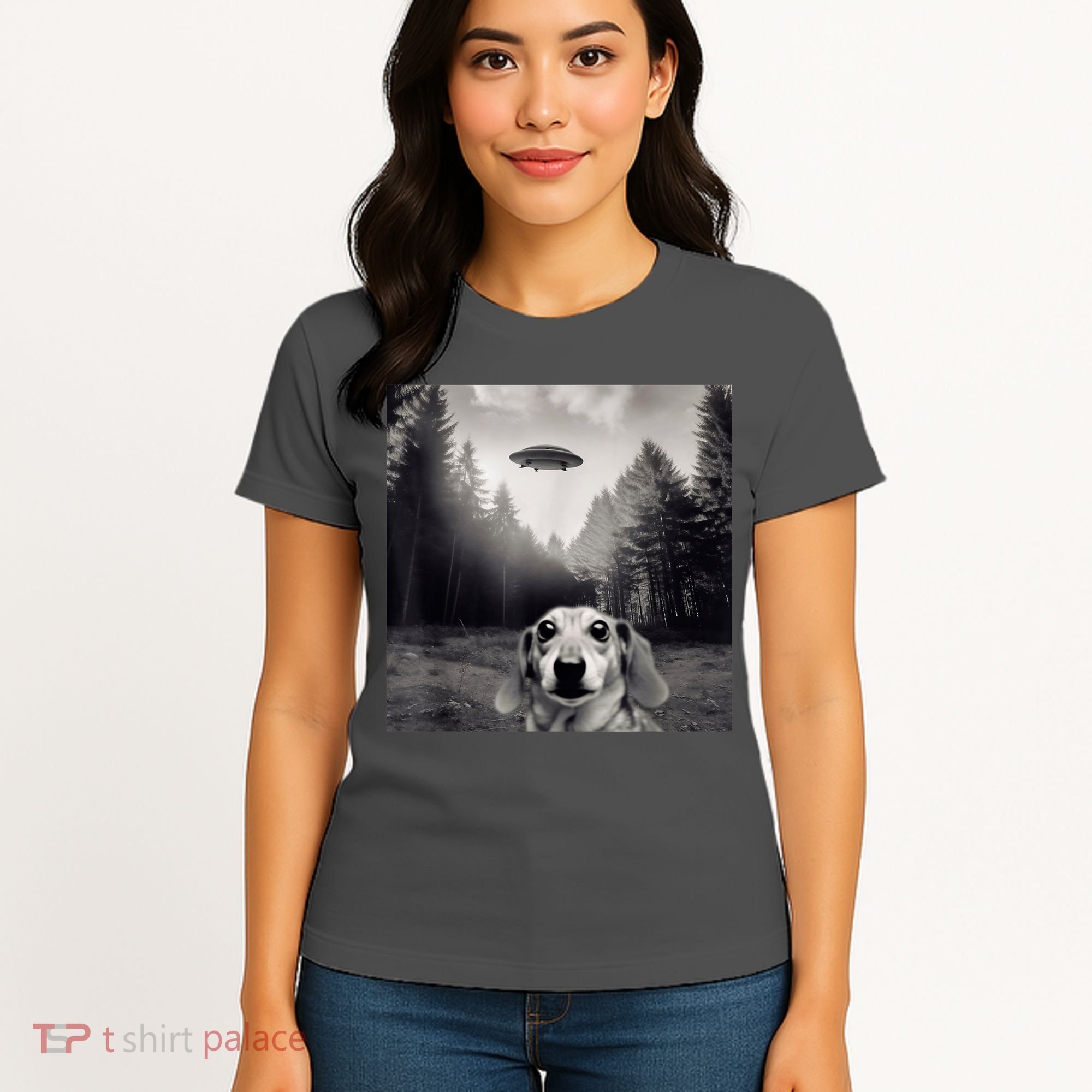 Funny Dachshund Dog Alien Ufo Gift Women's T-Shirt