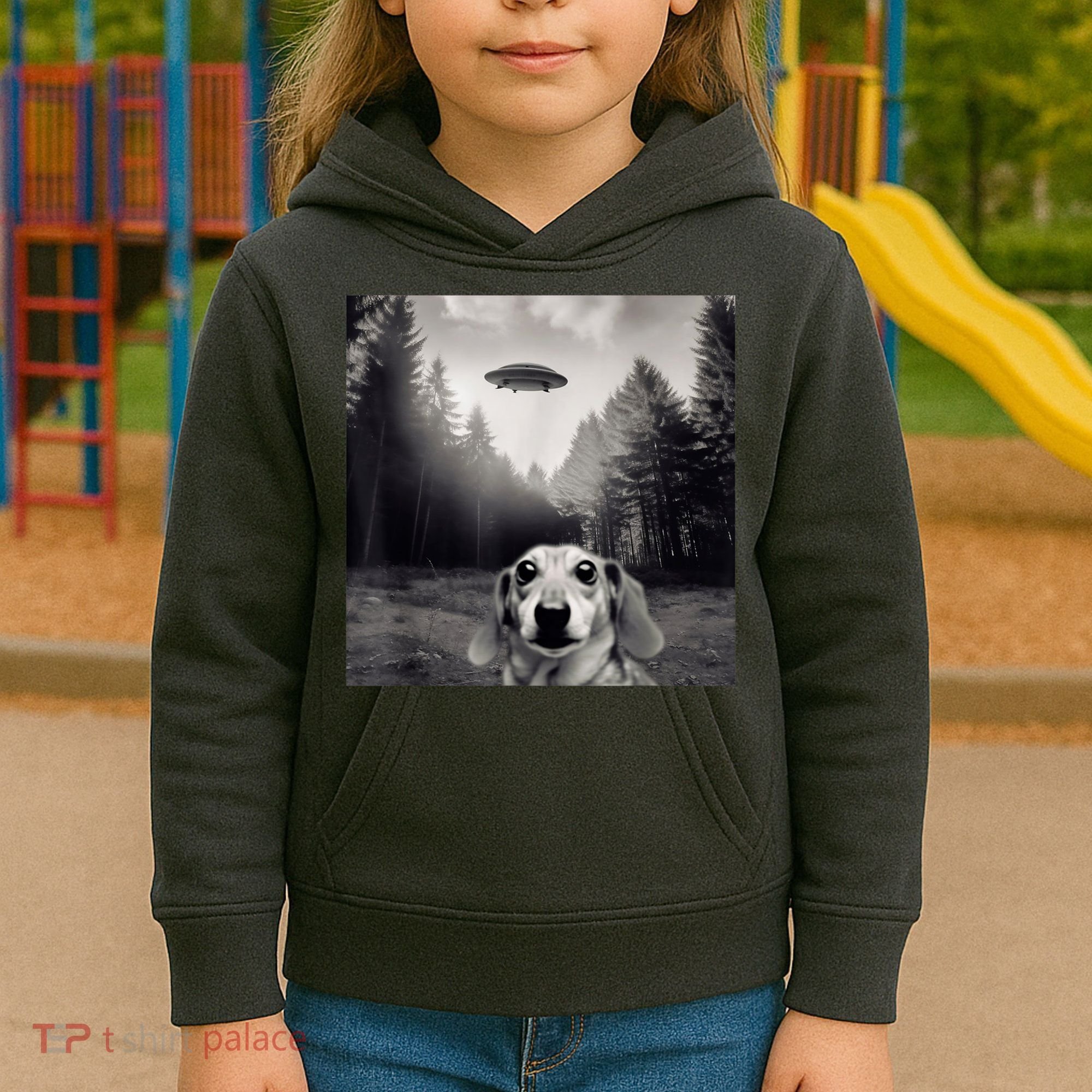 Funny Dachshund Dog Alien Ufo Gift Kids Hoodie