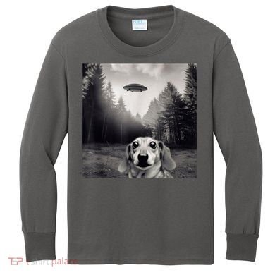 Funny Dachshund Dog Alien Ufo Gift Kids Long Sleeve Shirt