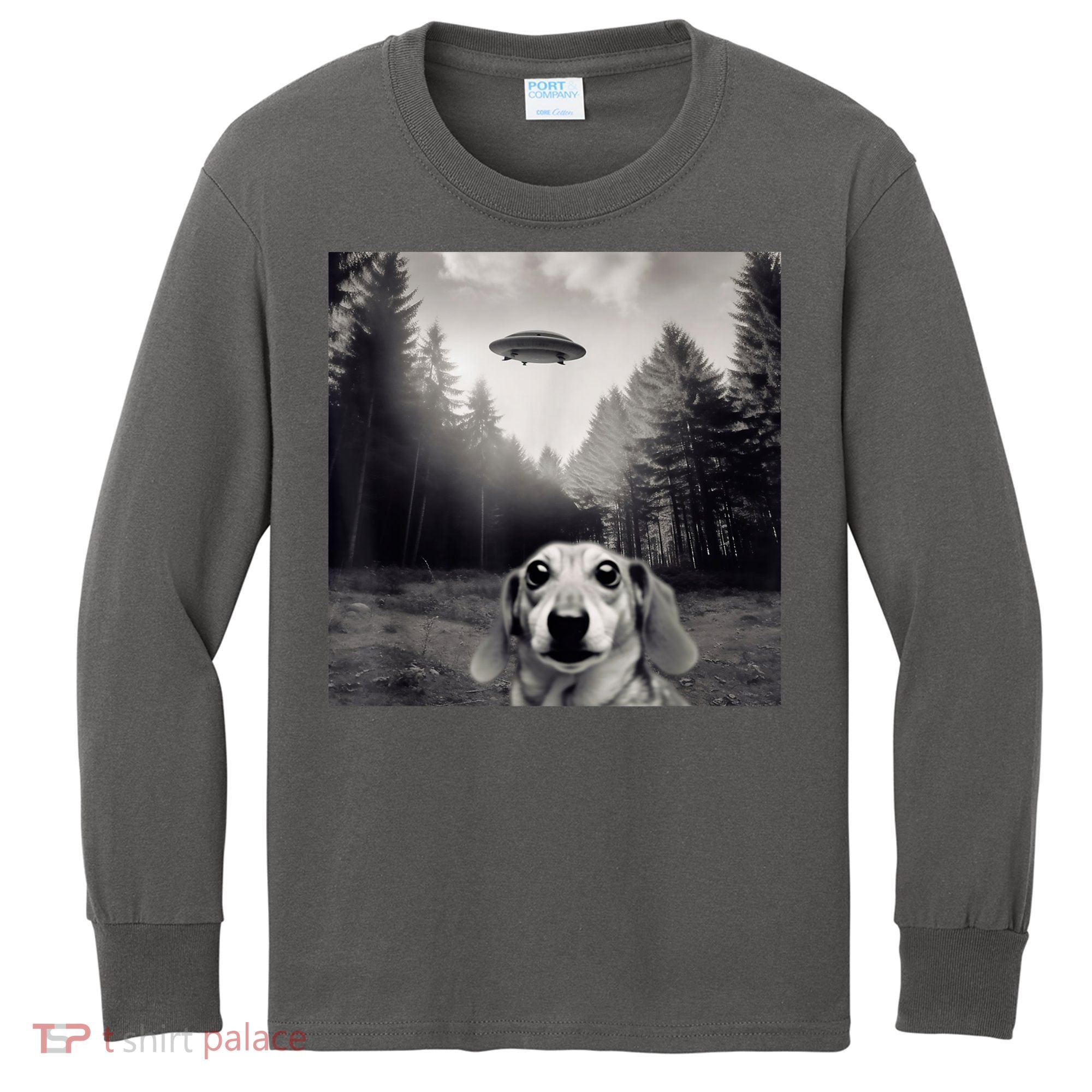 Funny Dachshund Dog Alien Ufo Gift Kids Long Sleeve Shirt