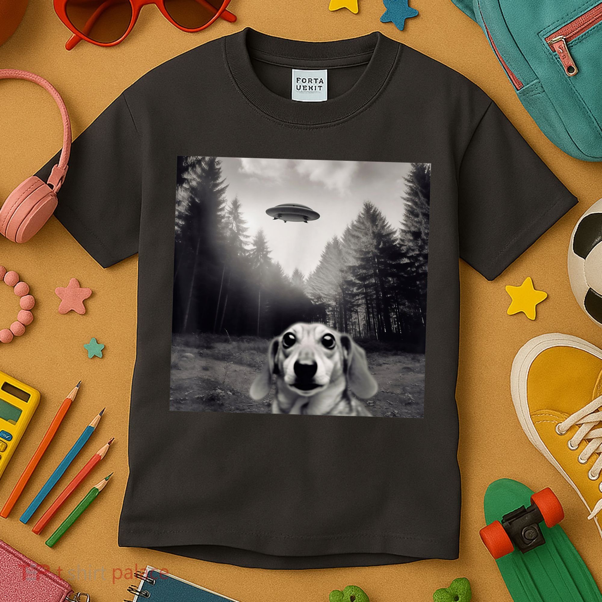 Funny Dachshund Dog Alien Ufo Gift Kids T-Shirt