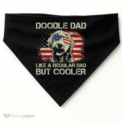 Funny Doodle Dad Goldendoodle Regular Dad But Cooler American Flag USA-Made Doggie Bandana