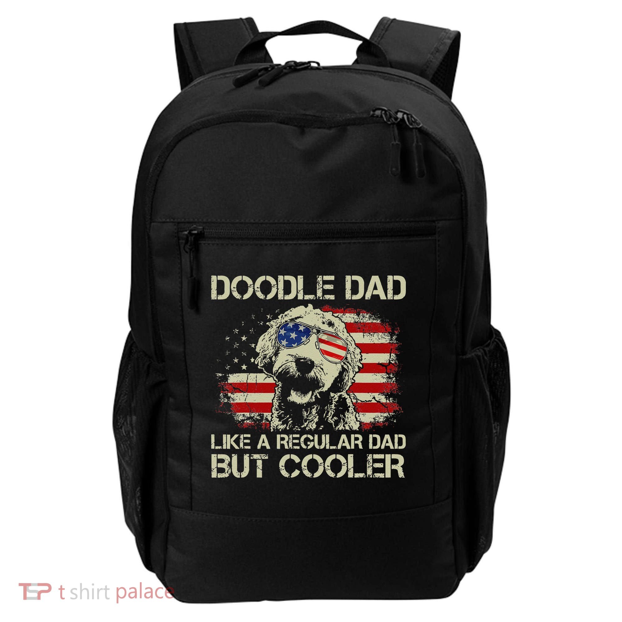 Funny Doodle Dad Goldendoodle Regular Dad But Cooler American Flag Backpack