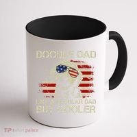 Funny Doodle Dad Goldendoodle Regular Dad But Cooler American Flag Coffee Mug thumb 1