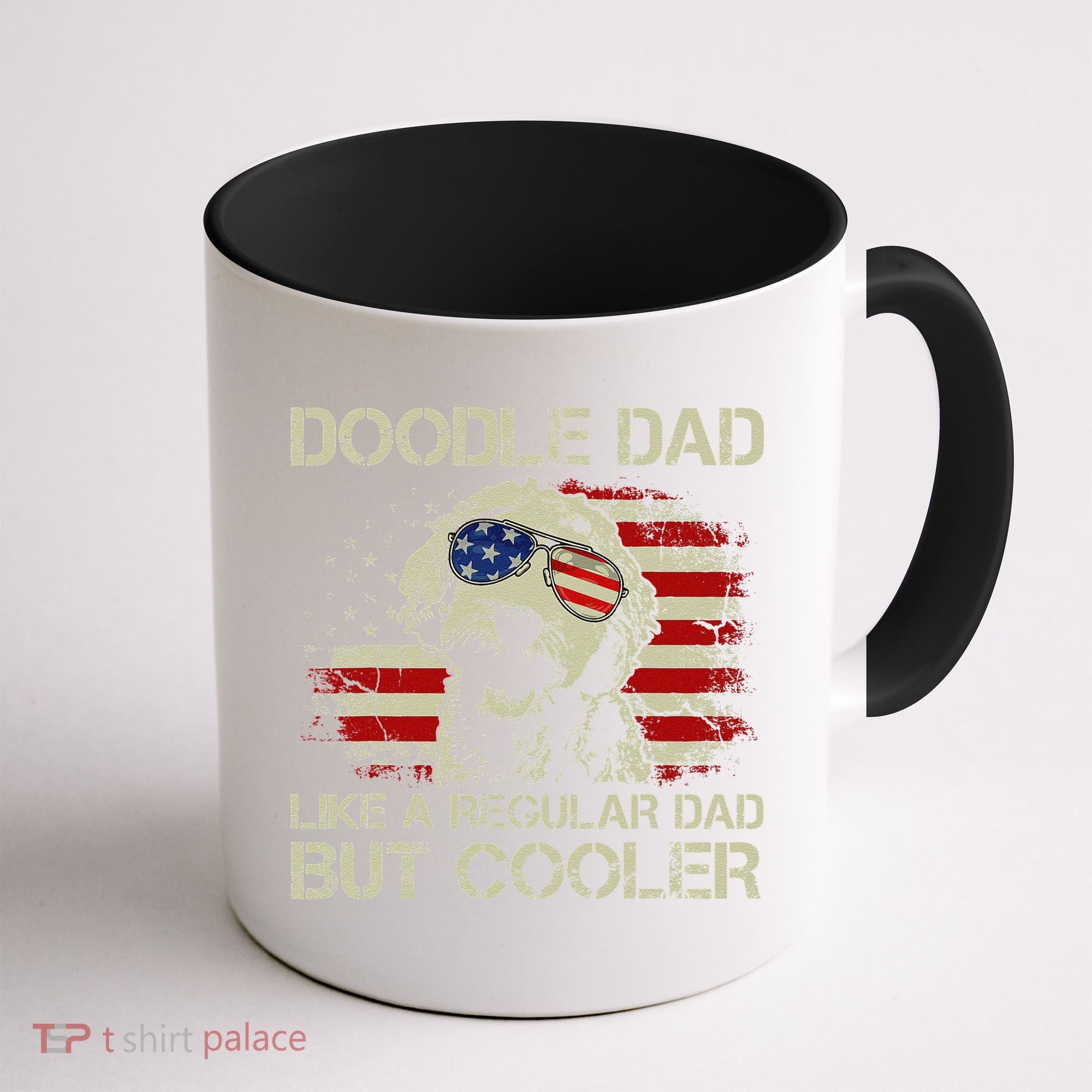 Funny Doodle Dad Goldendoodle Regular Dad But Cooler American Flag Coffee Mug