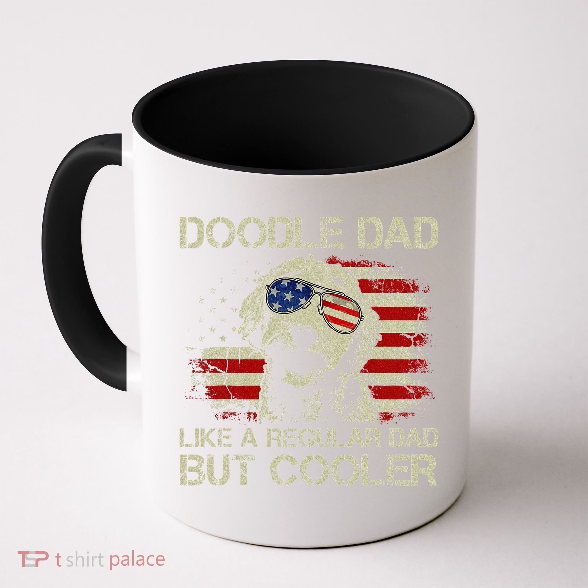 Funny Doodle Dad Goldendoodle Regular Dad But Cooler American Flag Coffee Mug