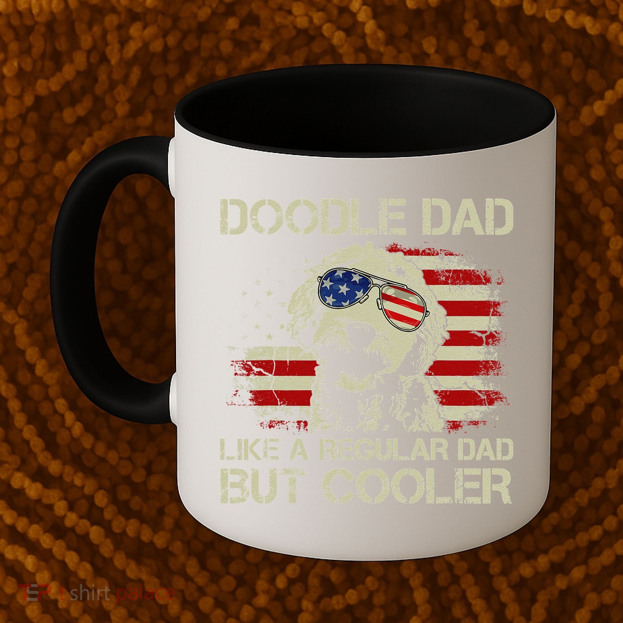 Funny Doodle Dad Goldendoodle Regular Dad But Cooler American Flag Coffee Mug