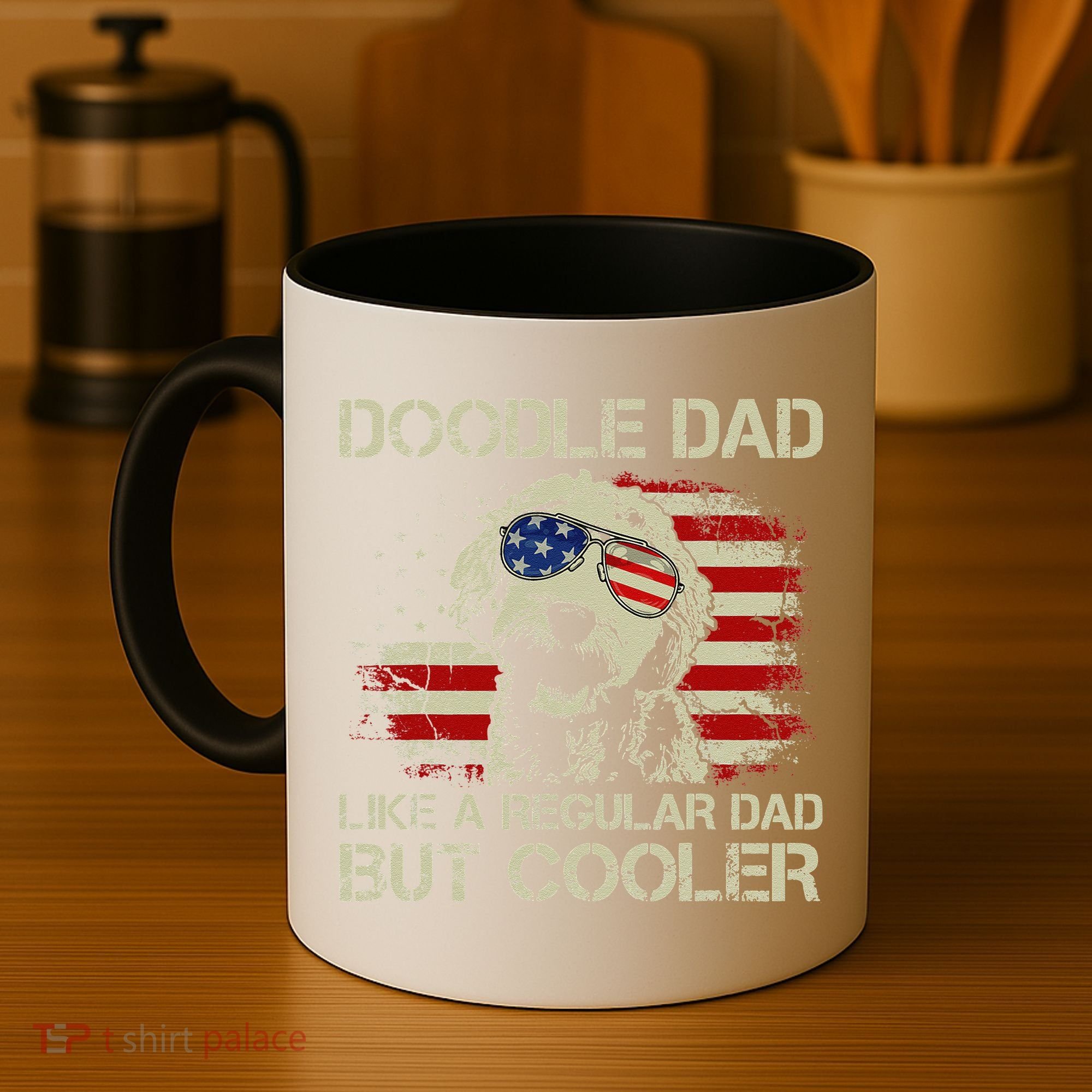 Funny Doodle Dad Goldendoodle Regular Dad But Cooler American Flag Coffee Mug