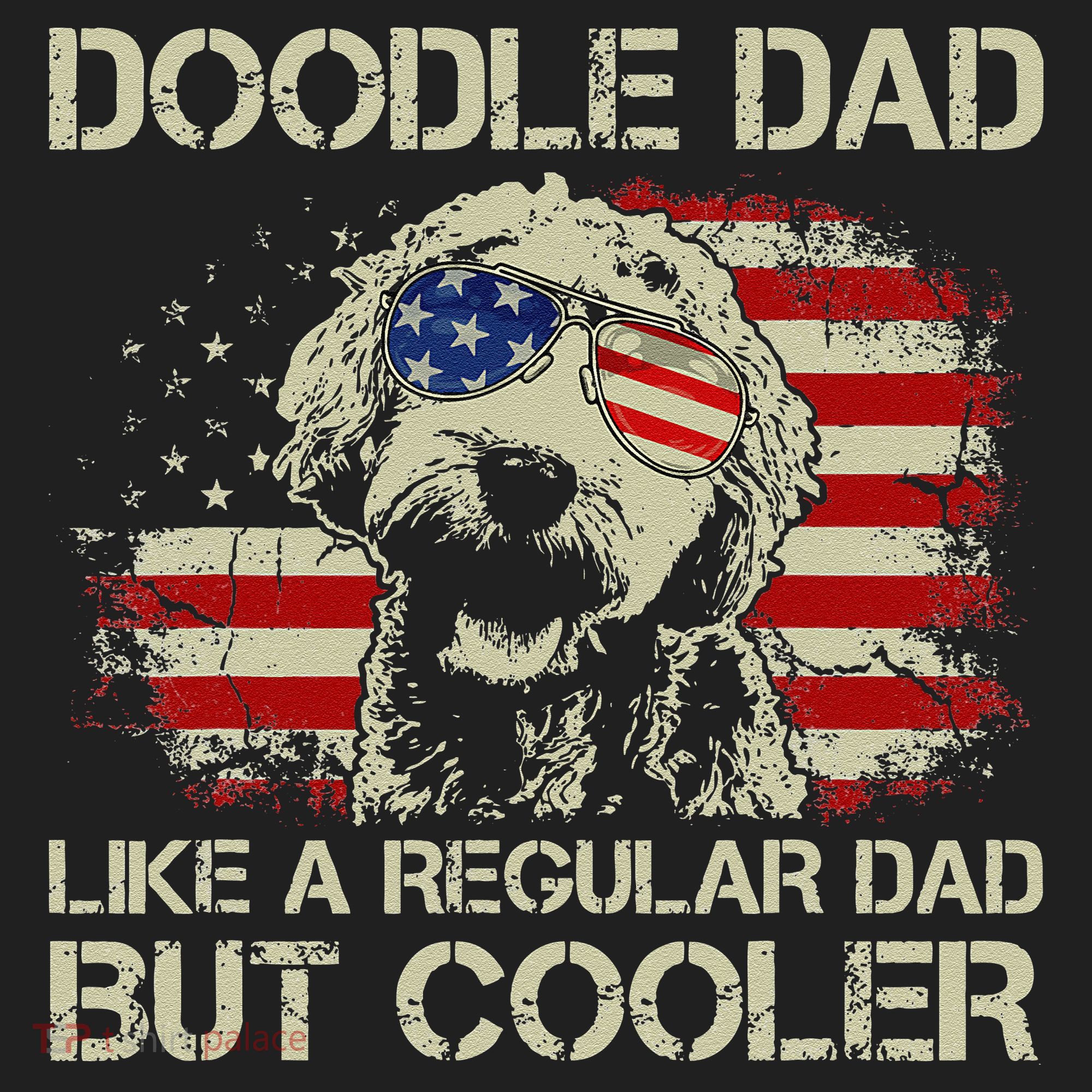 Funny Doodle Dad Goldendoodle Regular Dad But Cooler American Flag Beanie