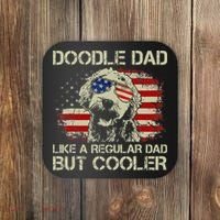 Funny Doodle Dad Goldendoodle Regular Dad But Cooler American Flag Coaster thumb 0