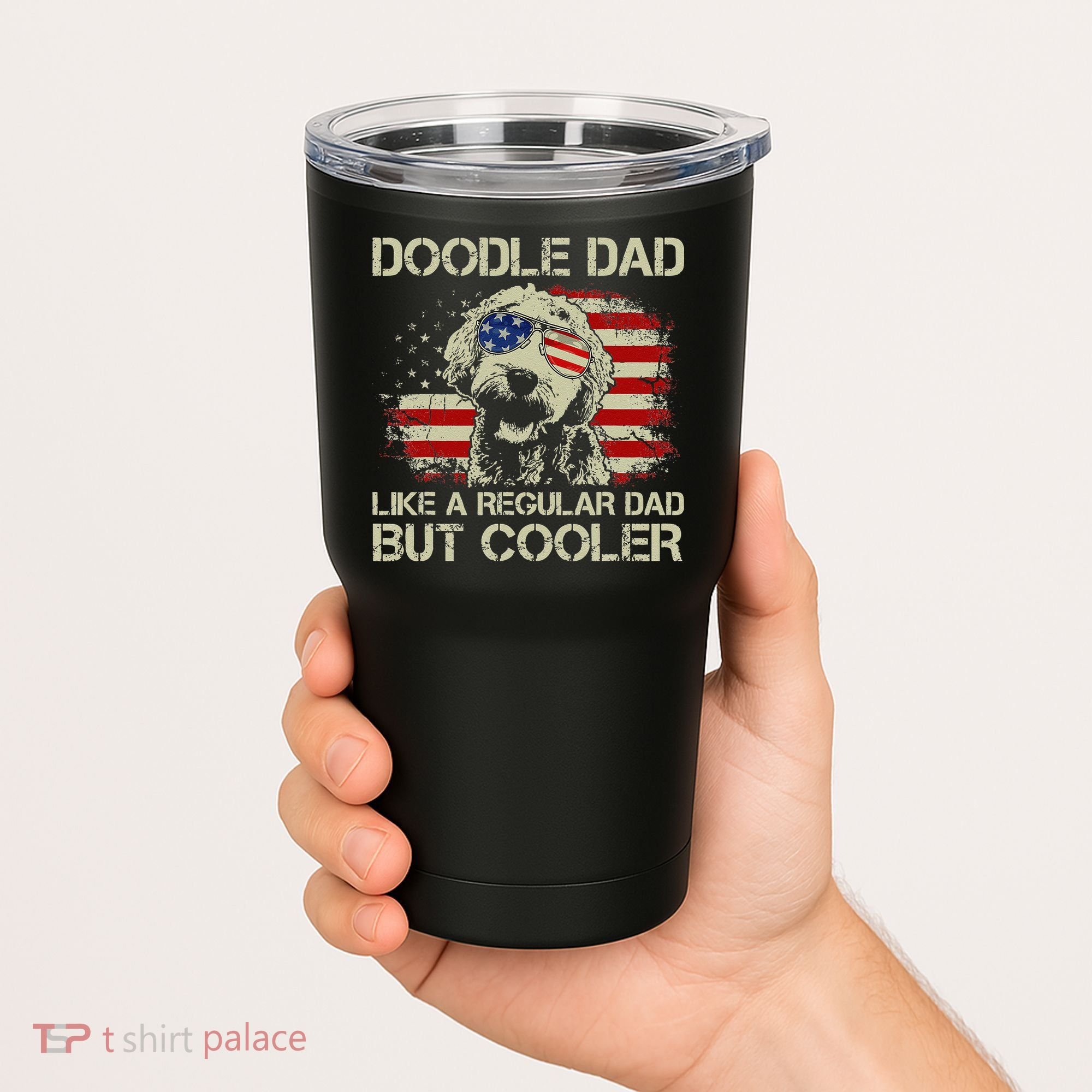 Funny Doodle Dad Goldendoodle Regular Dad But Cooler American Flag Tumbler