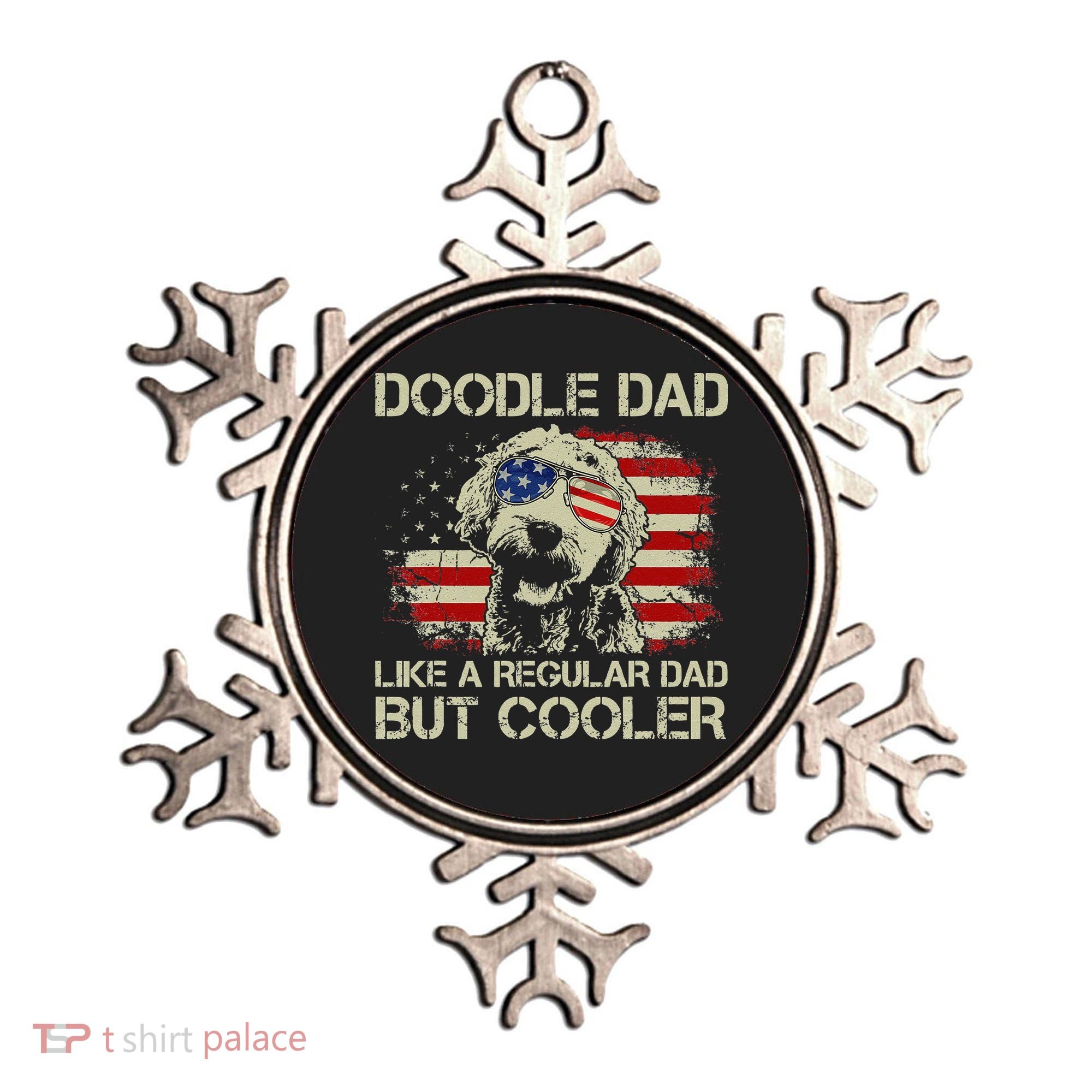 Funny Doodle Dad Goldendoodle Regular Dad But Cooler American Flag Ornament