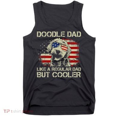 Funny Doodle Dad Goldendoodle Regular Dad But Cooler American Flag Tank Top