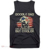 Funny Doodle Dad Goldendoodle Regular Dad But Cooler American Flag Tank Top thumb 0