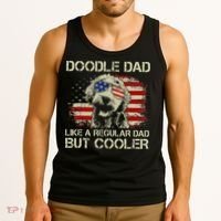 Funny Doodle Dad Goldendoodle Regular Dad But Cooler American Flag Tank Top thumb 3