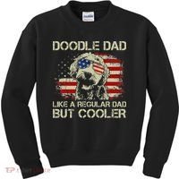 Funny Doodle Dad Goldendoodle Regular Dad But Cooler American Flag Kids Sweatshirt thumb 0