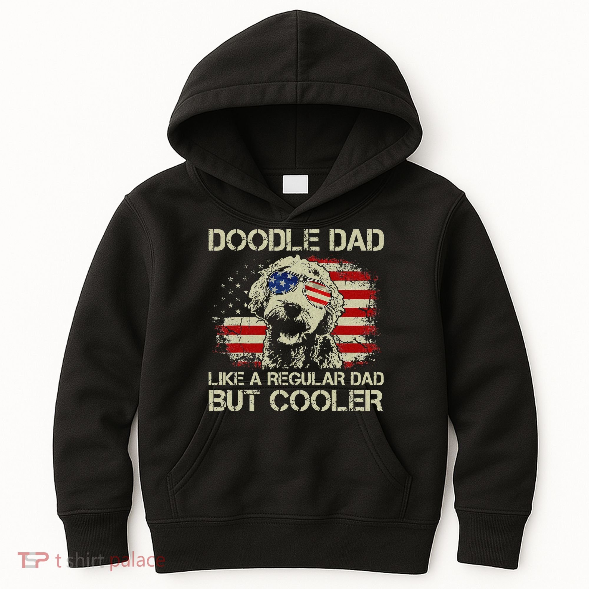Funny Doodle Dad Goldendoodle Regular Dad But Cooler American Flag Kids Hoodie