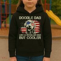 Funny Doodle Dad Goldendoodle Regular Dad But Cooler American Flag Kids Hoodie thumb 3