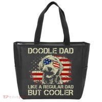 Funny Doodle Dad Goldendoodle Regular Dad But Cooler American Flag Tote Bag thumb 0