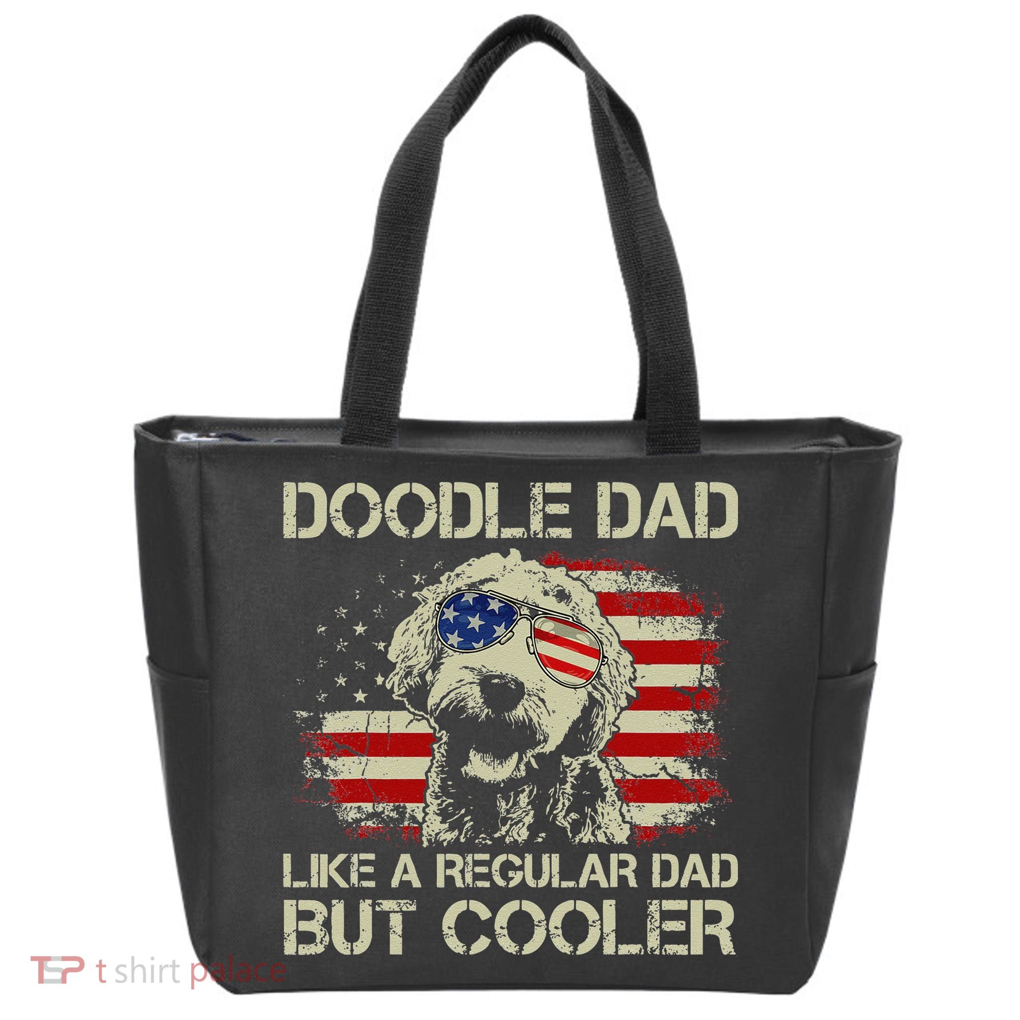 Funny Doodle Dad Goldendoodle Regular Dad But Cooler American Flag Tote Bag