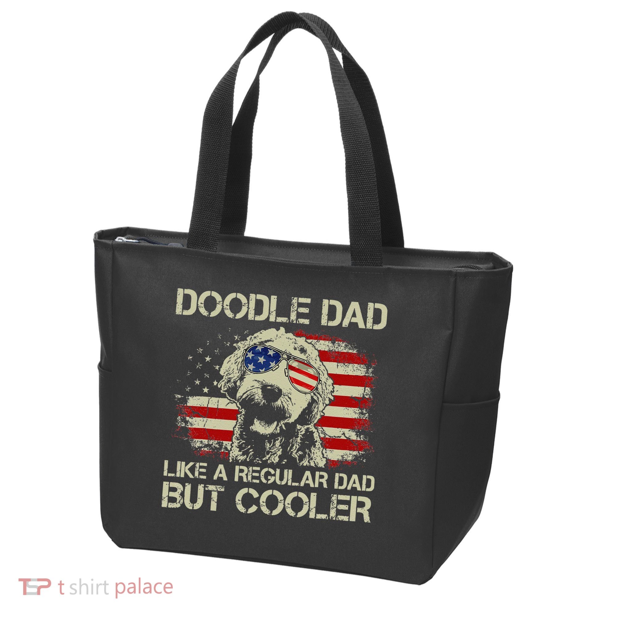 Funny Doodle Dad Goldendoodle Regular Dad But Cooler American Flag Tote Bag