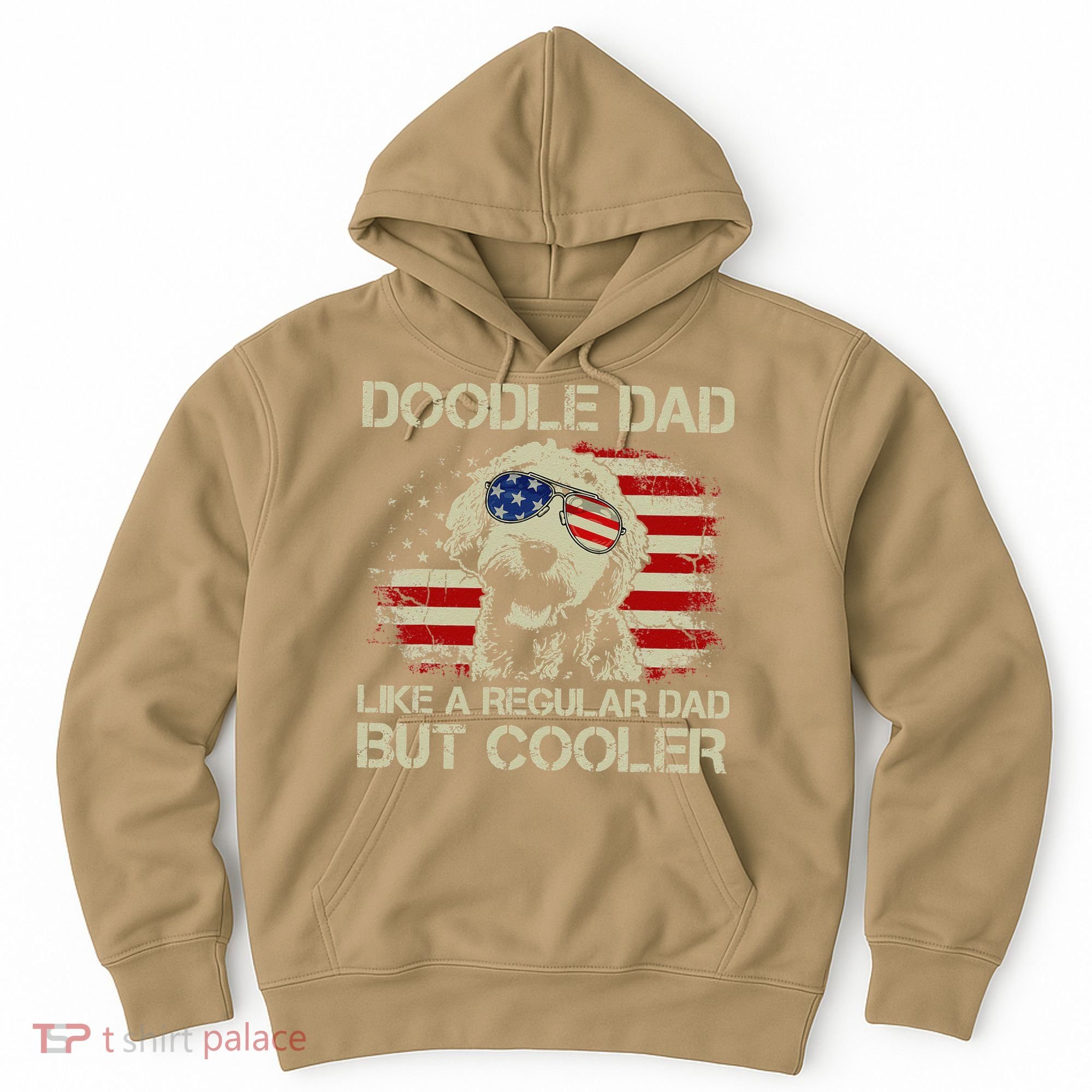 Funny Doodle Dad Goldendoodle Regular Dad But Cooler American Flag Hoodie