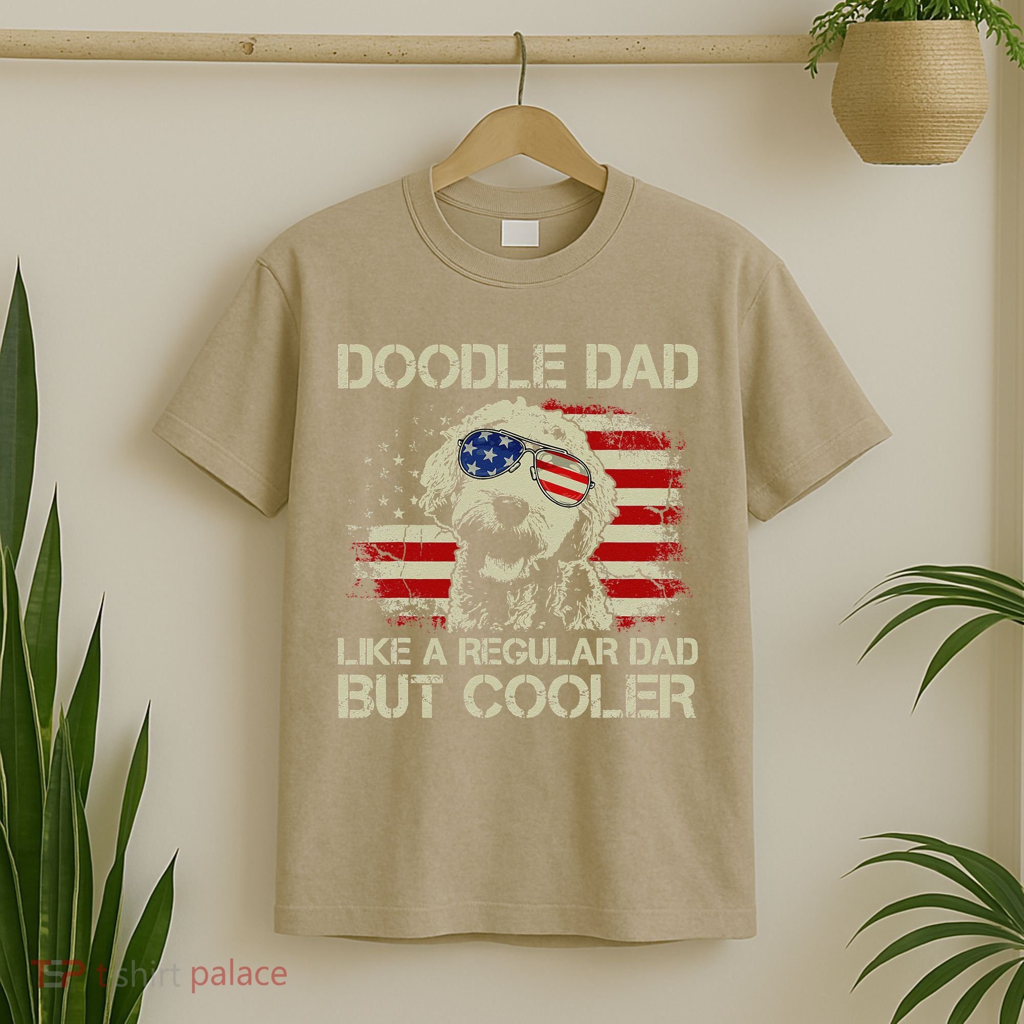 Funny Doodle Dad Goldendoodle Regular Dad But Cooler American Flag T-Shirt