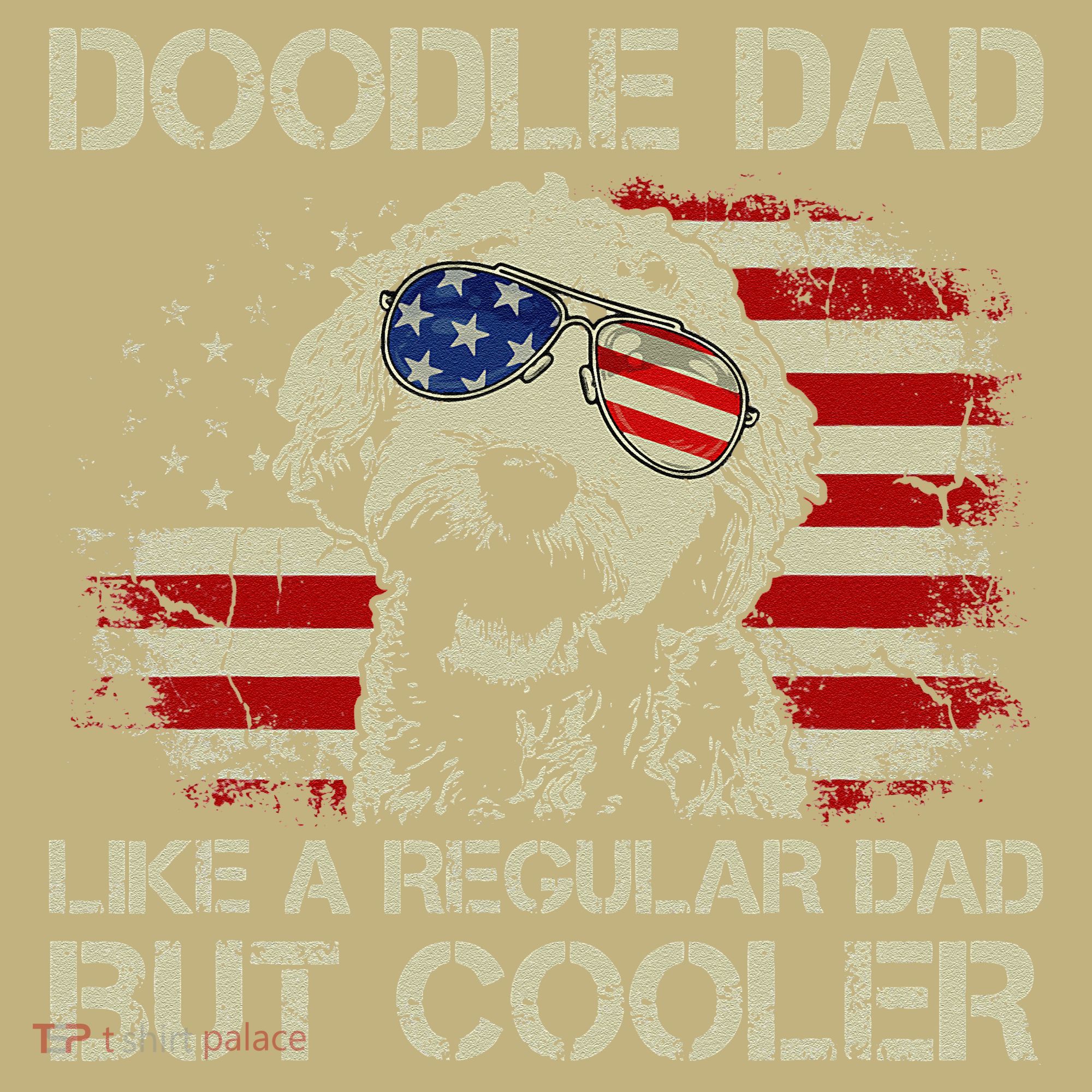 Funny Doodle Dad Goldendoodle Regular Dad But Cooler American Flag Polo