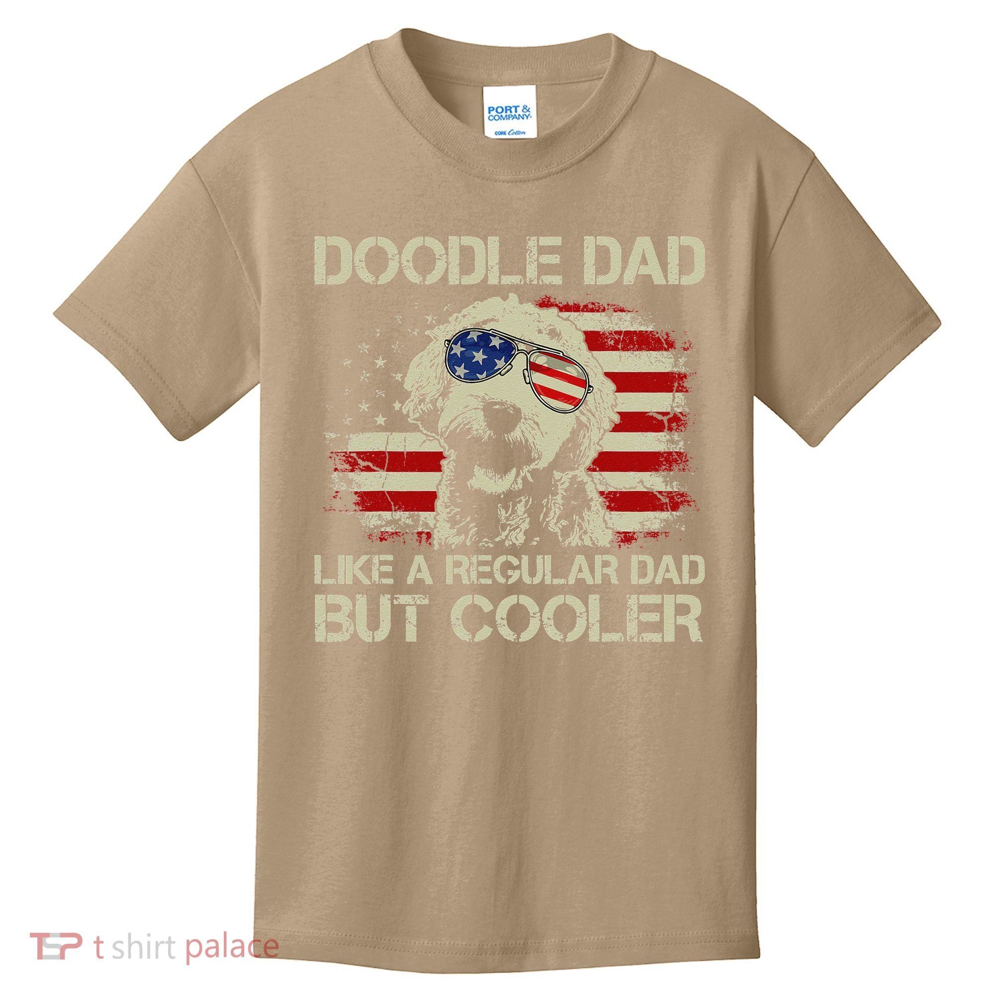 Funny Doodle Dad Goldendoodle Regular Dad But Cooler American Flag Kids T-Shirt