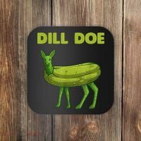 Funny Dill Doe Women Deer Green Dill Pickle Veggie Lover Coaster thumb 0