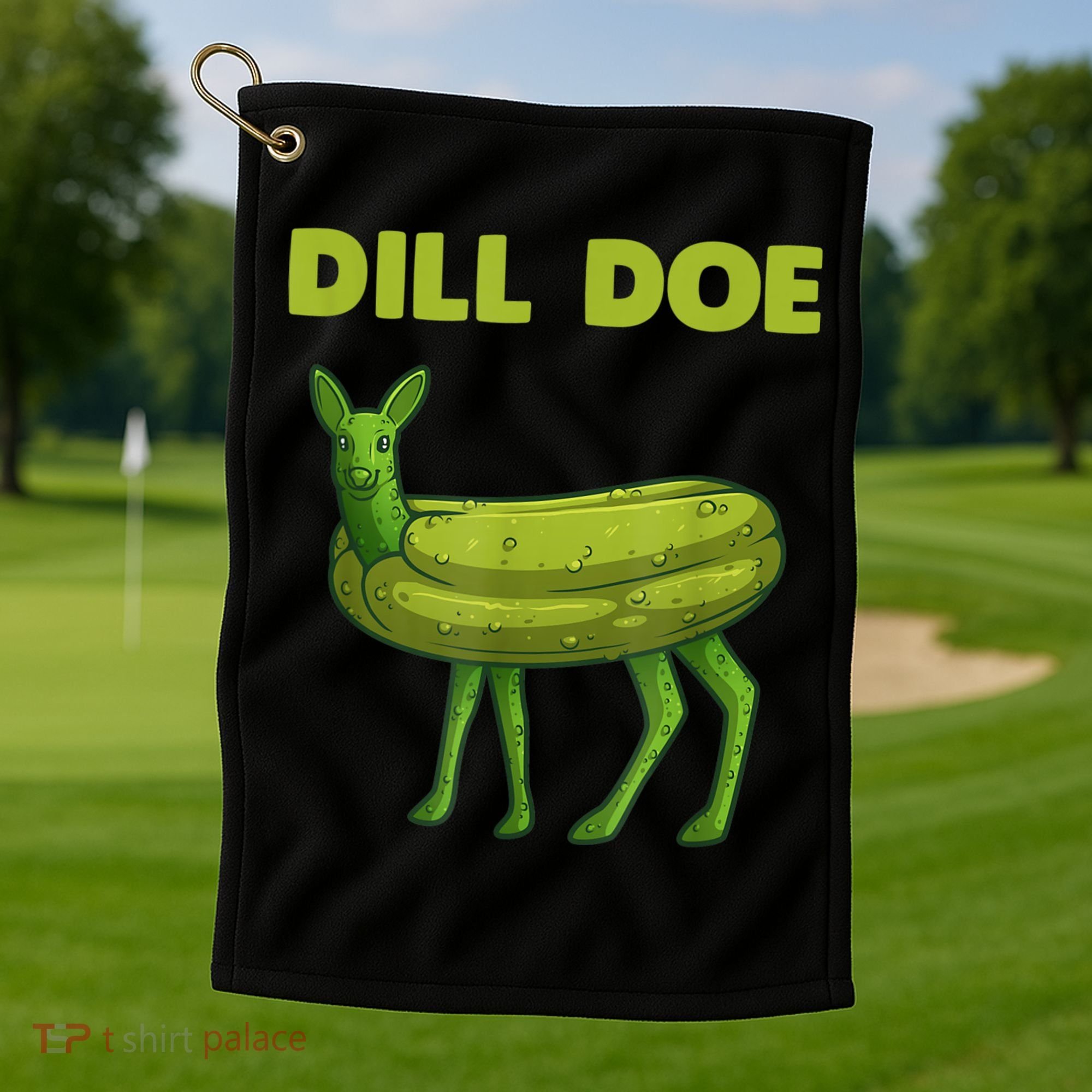 Funny Dill Doe Women Deer Green Dill Pickle Veggie Lover Golf Towel