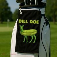 Funny Dill Doe Women Deer Green Dill Pickle Veggie Lover Golf Towel thumb 2