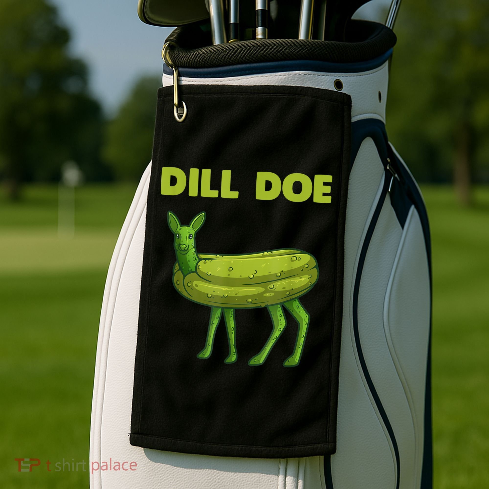 Funny Dill Doe Women Deer Green Dill Pickle Veggie Lover Golf Towel