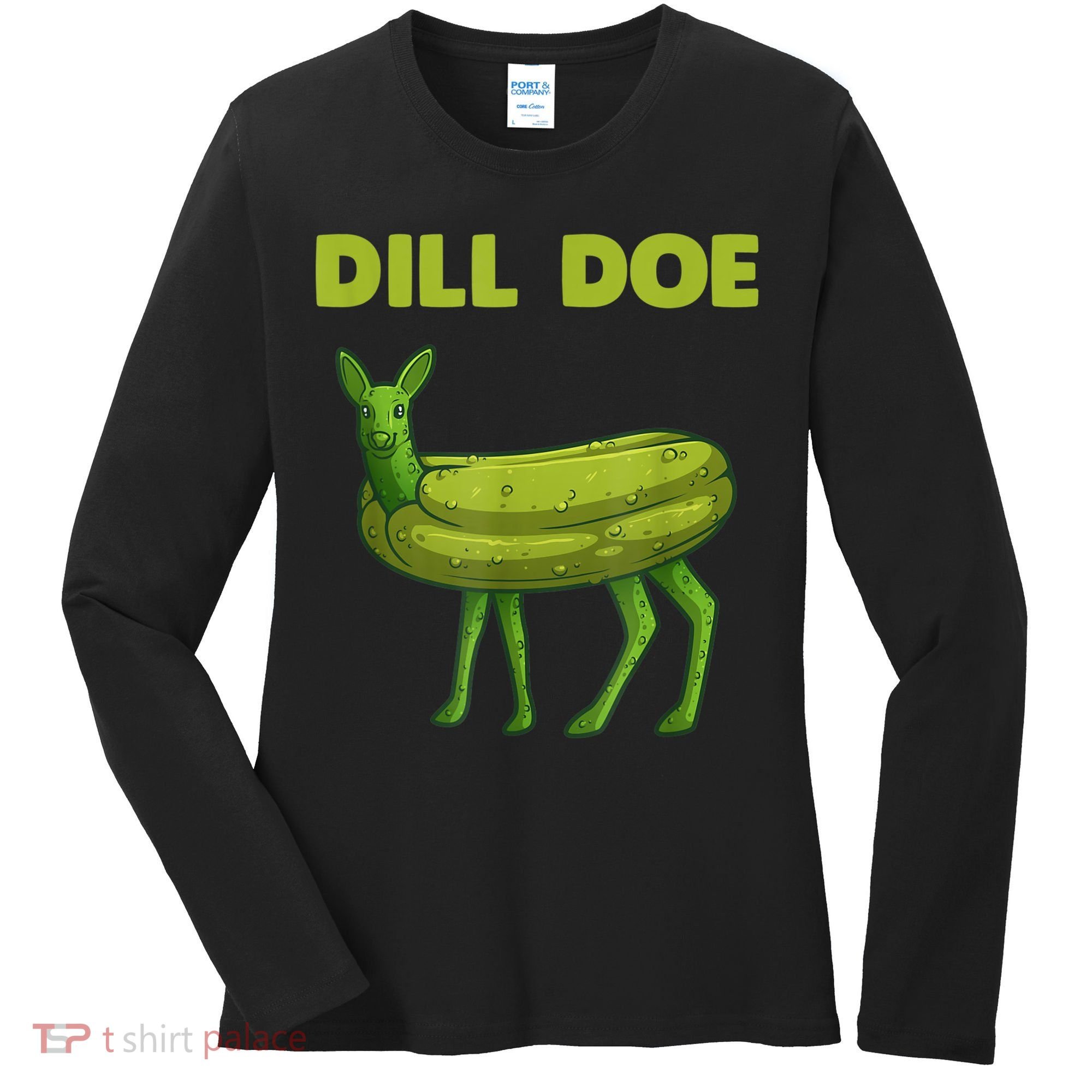 Funny Dill Doe Women Deer Green Dill Pickle Veggie Lover Women's Long Sleeve Shirt