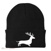 Funny Dachshund Dog Christmas Wiener Reindeer Antler Xmas Gift Beanie thumb 0