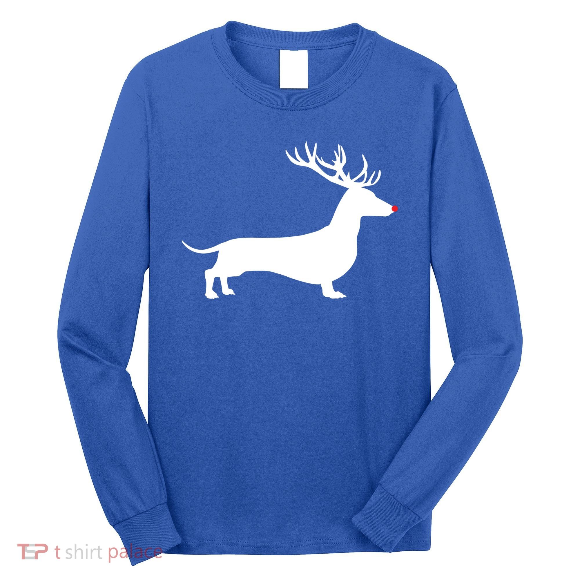 Funny Dachshund Dog Christmas Wiener Reindeer Antler Xmas Gift Long Sleeve Shirt