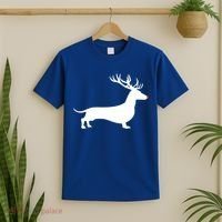Funny Dachshund Dog Christmas Wiener Reindeer Antler Xmas Gift T-Shirt thumb 2