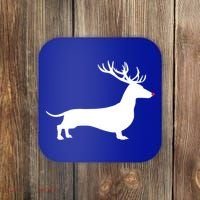 Funny Dachshund Dog Christmas Wiener Reindeer Antler Xmas Gift Coaster thumb 0