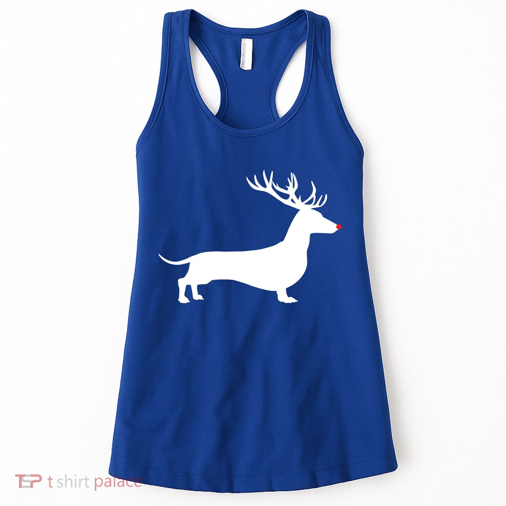 Funny Dachshund Dog Christmas Wiener Reindeer Antler Xmas Gift Women's Tank Top
