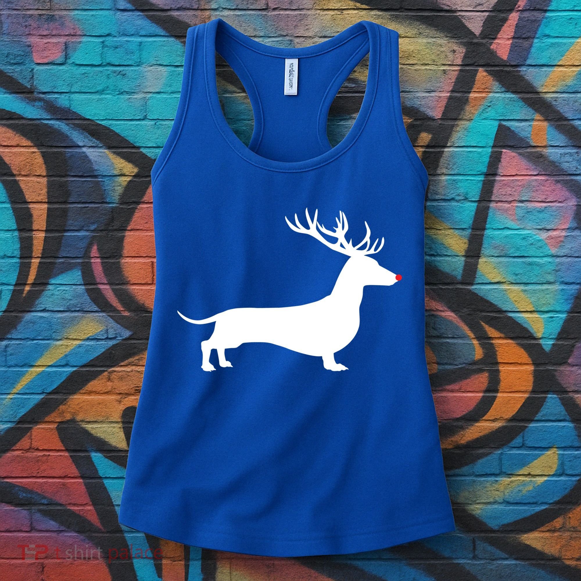 Funny Dachshund Dog Christmas Wiener Reindeer Antler Xmas Gift Women's Tank Top