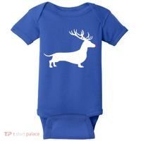 Funny Dachshund Dog Christmas Wiener Reindeer Antler Xmas Gift Baby Bodysuit thumb 0