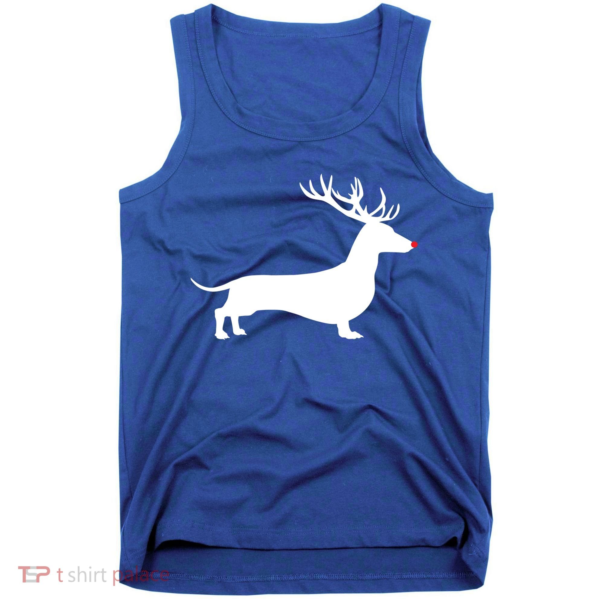 Funny Dachshund Dog Christmas Wiener Reindeer Antler Xmas Gift Tank Top
