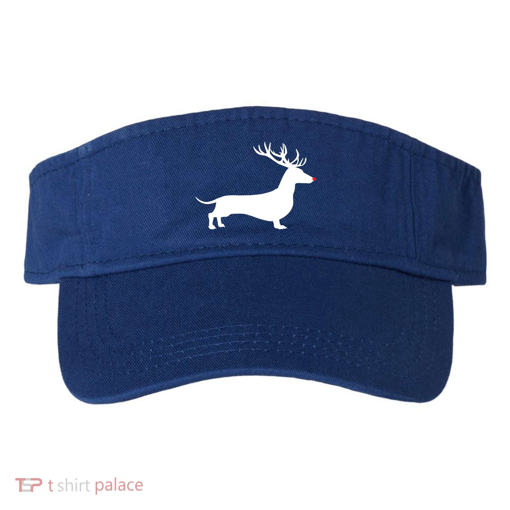 Funny Dachshund Dog Christmas Wiener Reindeer Antler Xmas Gift Visor