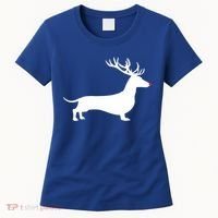 Funny Dachshund Dog Christmas Wiener Reindeer Antler Xmas Gift Women's T-Shirt thumb 0