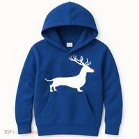 Funny Dachshund Dog Christmas Wiener Reindeer Antler Xmas Gift Kids Hoodie thumb 0